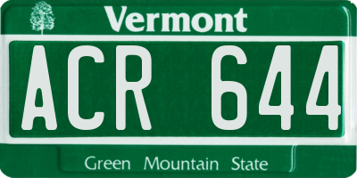 VT license plate ACR644