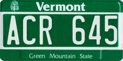 VT license plate ACR645