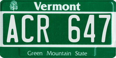 VT license plate ACR647