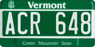 VT license plate ACR648