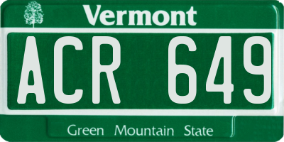 VT license plate ACR649