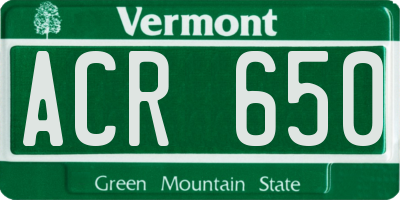 VT license plate ACR650