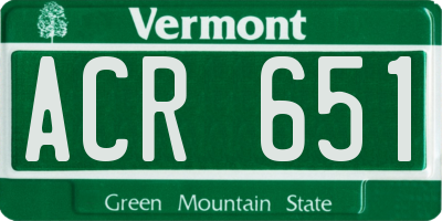 VT license plate ACR651