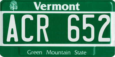 VT license plate ACR652