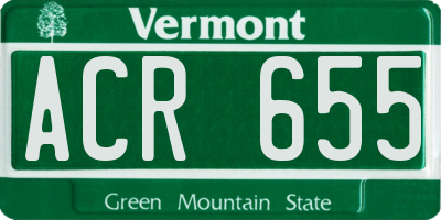 VT license plate ACR655