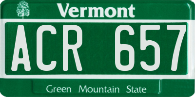 VT license plate ACR657