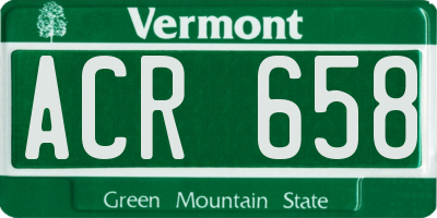 VT license plate ACR658