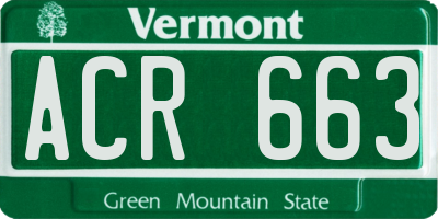 VT license plate ACR663