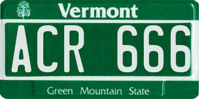 VT license plate ACR666