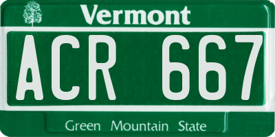 VT license plate ACR667