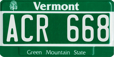 VT license plate ACR668