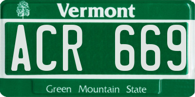 VT license plate ACR669