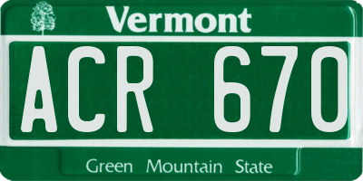 VT license plate ACR670