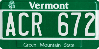 VT license plate ACR672