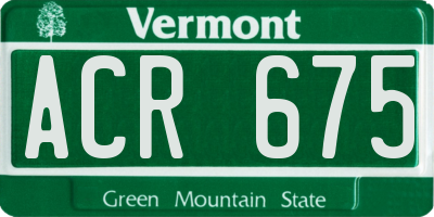 VT license plate ACR675