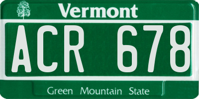 VT license plate ACR678
