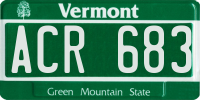 VT license plate ACR683