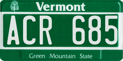 VT license plate ACR685