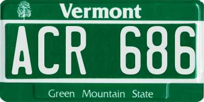 VT license plate ACR686