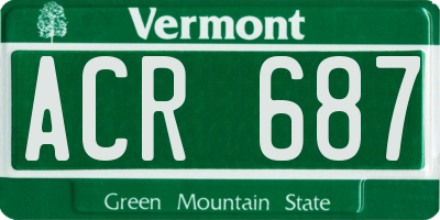 VT license plate ACR687