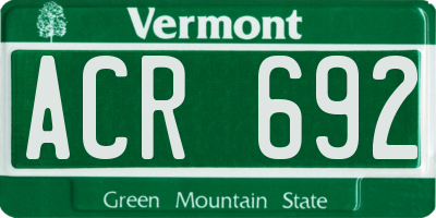 VT license plate ACR692