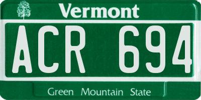 VT license plate ACR694