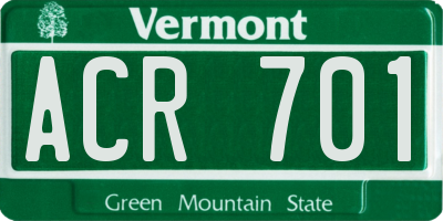 VT license plate ACR701