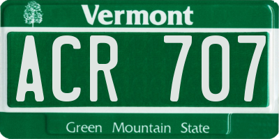 VT license plate ACR707