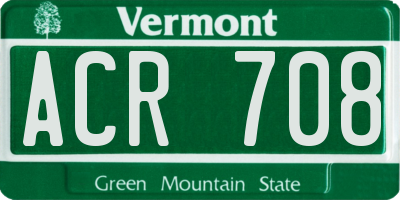VT license plate ACR708