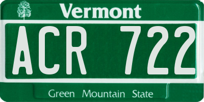 VT license plate ACR722