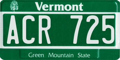 VT license plate ACR725