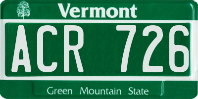 VT license plate ACR726