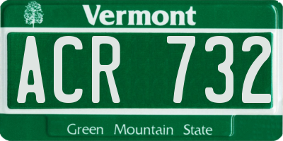 VT license plate ACR732