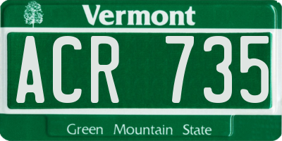 VT license plate ACR735
