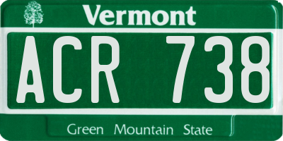 VT license plate ACR738