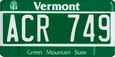 VT license plate ACR749
