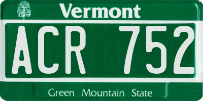 VT license plate ACR752