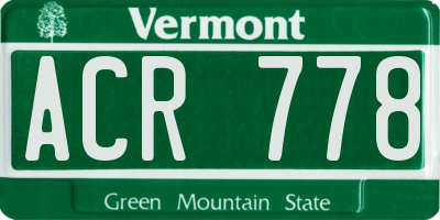 VT license plate ACR778