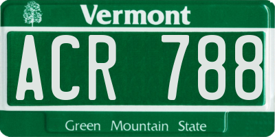 VT license plate ACR788