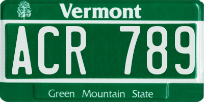VT license plate ACR789