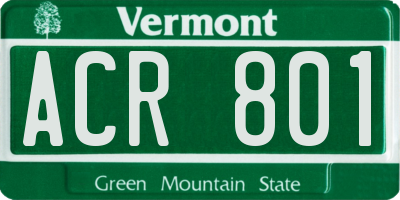 VT license plate ACR801