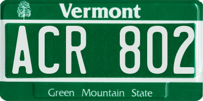 VT license plate ACR802