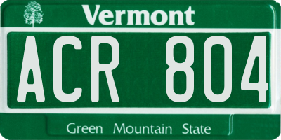 VT license plate ACR804