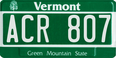 VT license plate ACR807