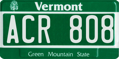 VT license plate ACR808