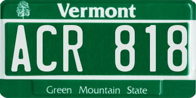 VT license plate ACR818