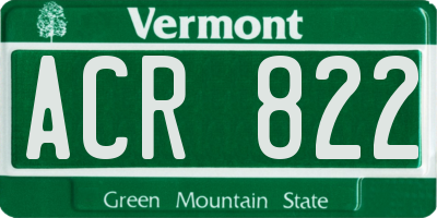 VT license plate ACR822