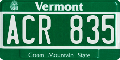 VT license plate ACR835