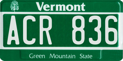 VT license plate ACR836