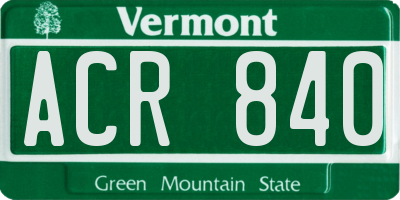 VT license plate ACR840
